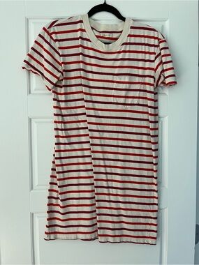 Madewell White and Red Striped Tee
